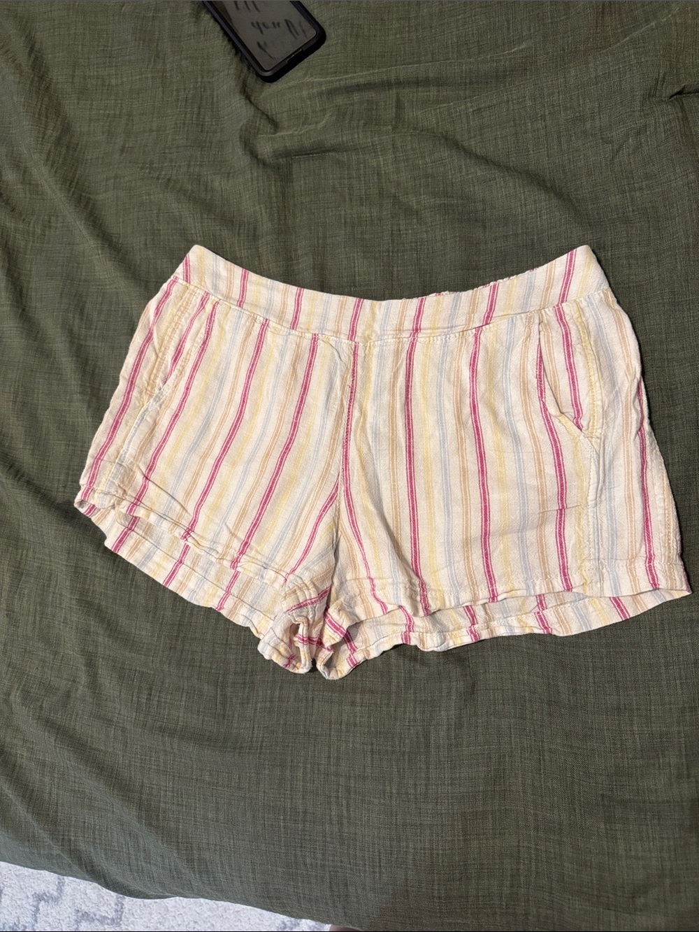 GAP Women's High-Waist Striped Shorts in Pink and Yellow